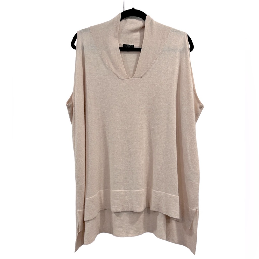 Sen Revolve Cashmere Angora blend blush pink sleeveless flowy Lagenlook Blouse